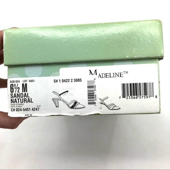 Madeline Women's Scrabble Sandal Block Heels Strappy Open Toe Cream Size 6.5M - Picture 11 of 12